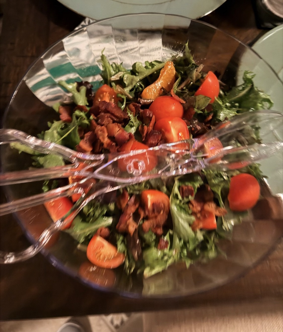 Fresh garden salad with bacon and tomatoes